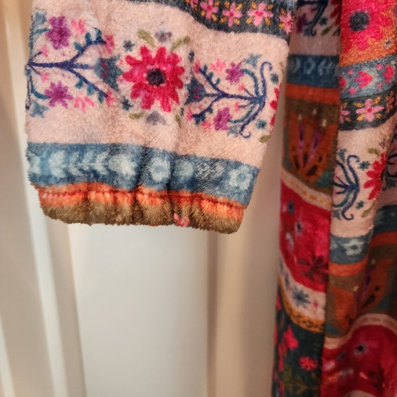 Natural Life Oversized Fleece Boho Patchwork V Neck Jumpsuit Pajamas Medium Cozy - Picture 8 of 14